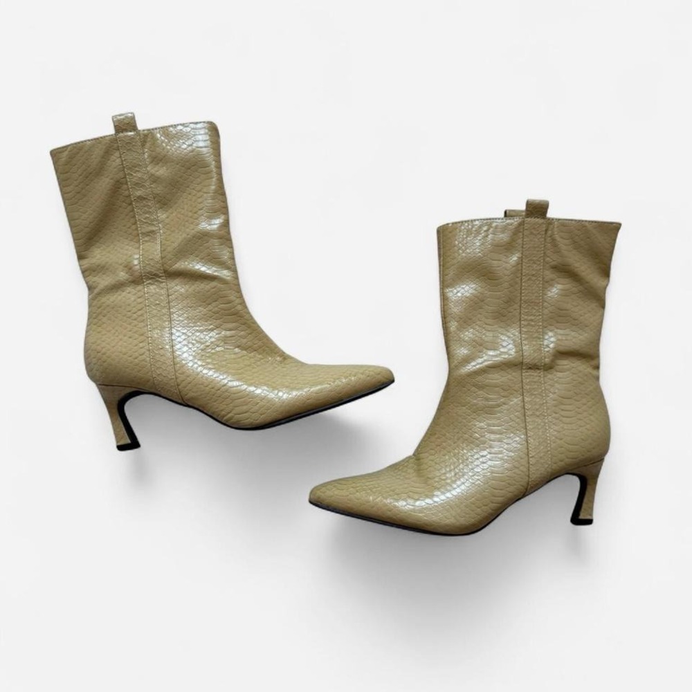 croc heeled boots